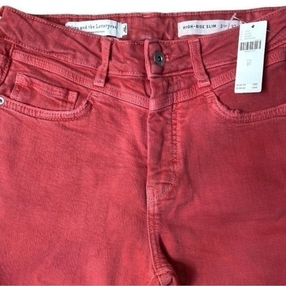 Pilcro High-Rise Slim Straight Jeans Red Denim 27 - Picture 5 of 13